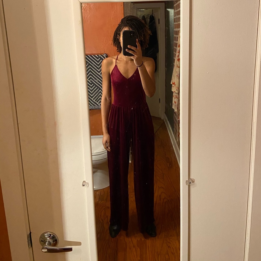 Red velvet jumpsuit